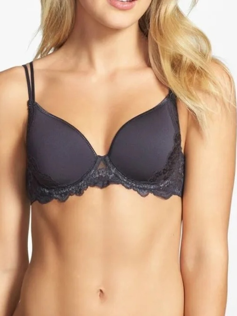 Simone Perle Amour 3D Plunge Underwire Spacer Bra Charcoal Gray size 30E NWT